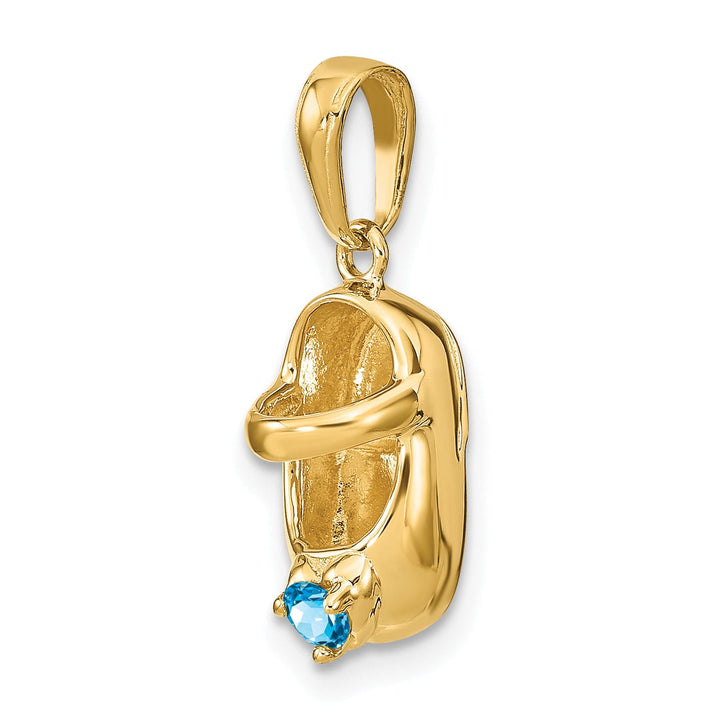 14k Yellow Gold Blue Topaz 3D Baby Shoe Charm