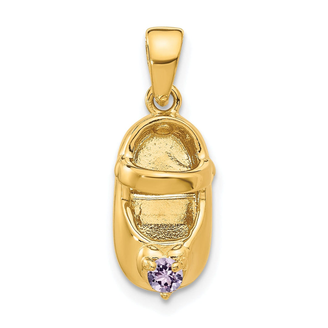 14k Yellow Gold White Stone 3D Baby Shoe Charm