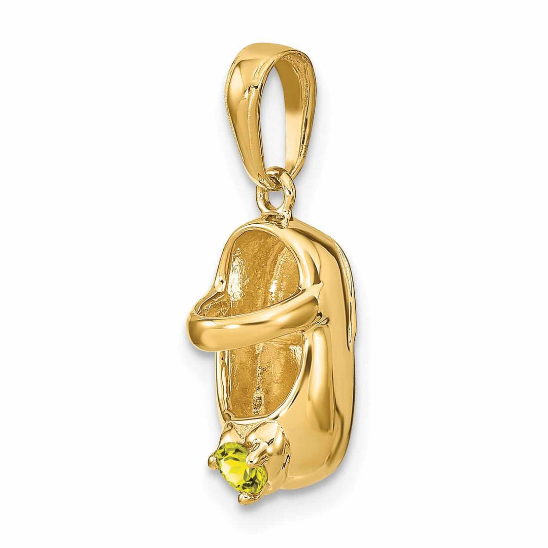 14 Yellow Gold Citrine Stone 3D Baby Shoe Charm