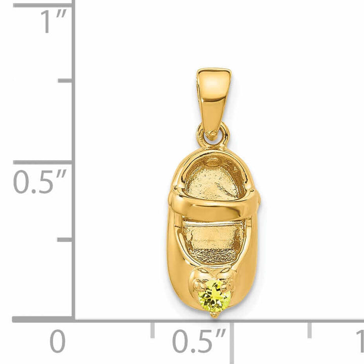 14 Yellow Gold Citrine Stone 3D Baby Shoe Charm