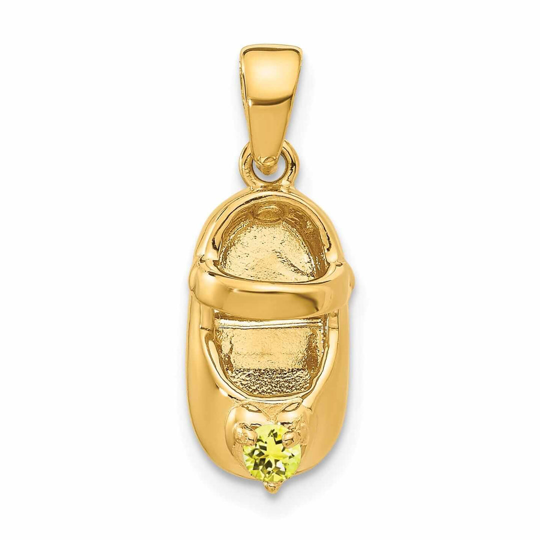 14 Yellow Gold Citrine Stone 3D Baby Shoe Charm