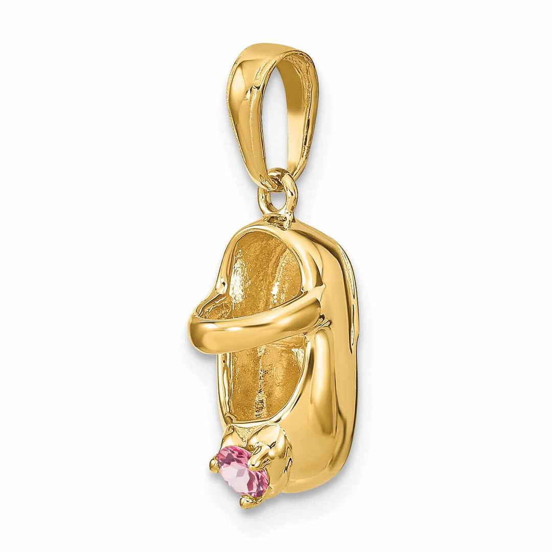 14 Yellow Gold Pink Tourmaline Stone Shoe Charm