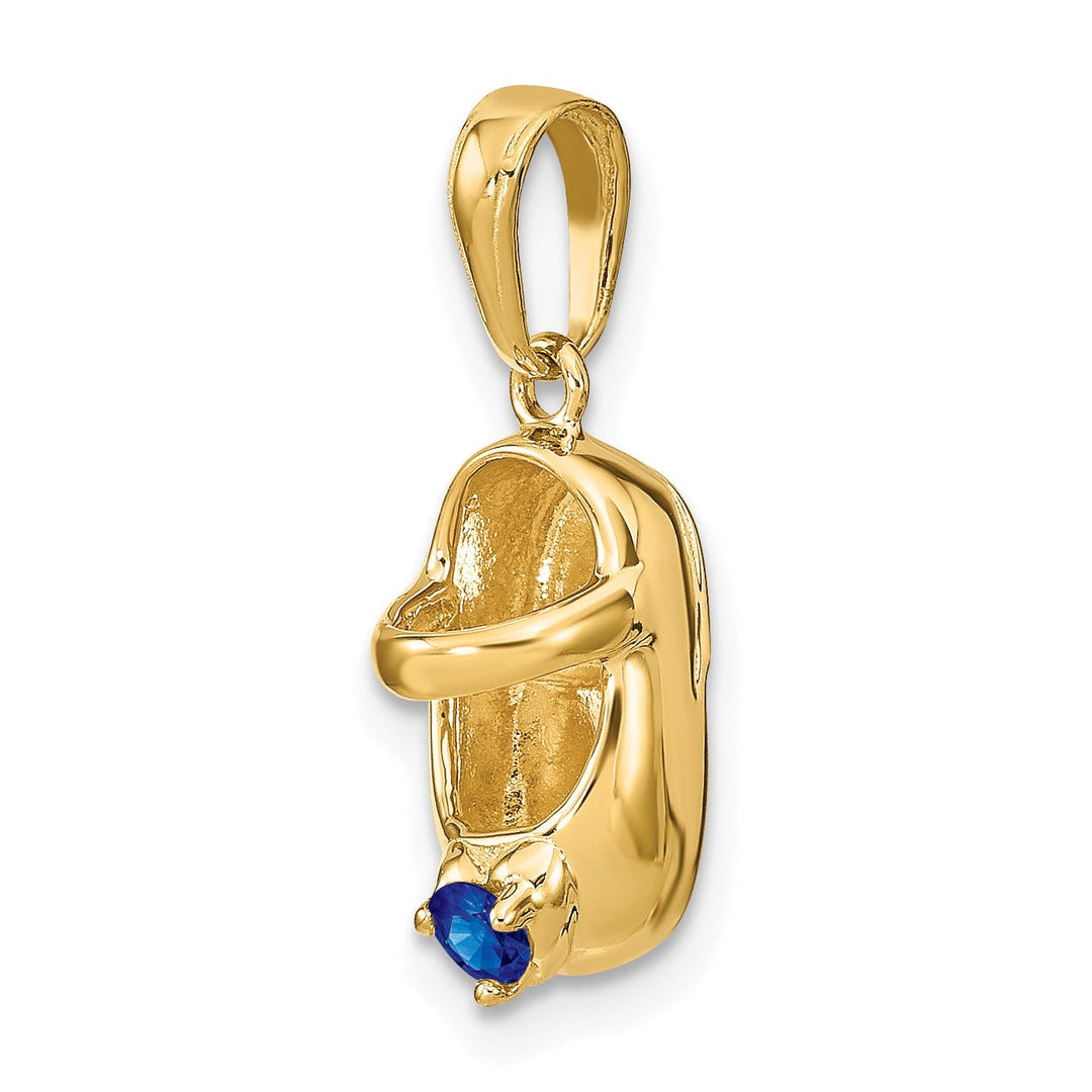 14k Yellow Gold Sapphire Stone Baby Shoe Charm