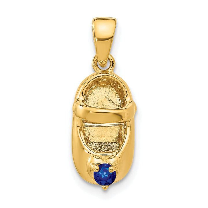 14k Yellow Gold Sapphire Stone Baby Shoe Charm