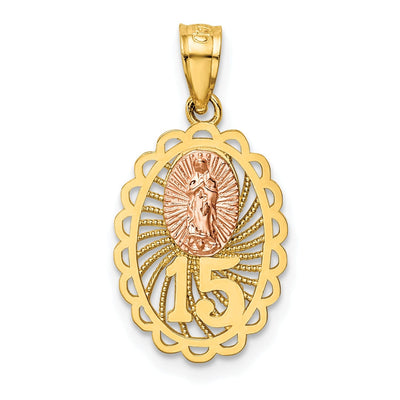 14k Two Tone Gold Rhodium 15 Guadalupe Pendant at $ 79.06 only from Jewelryshopping.com