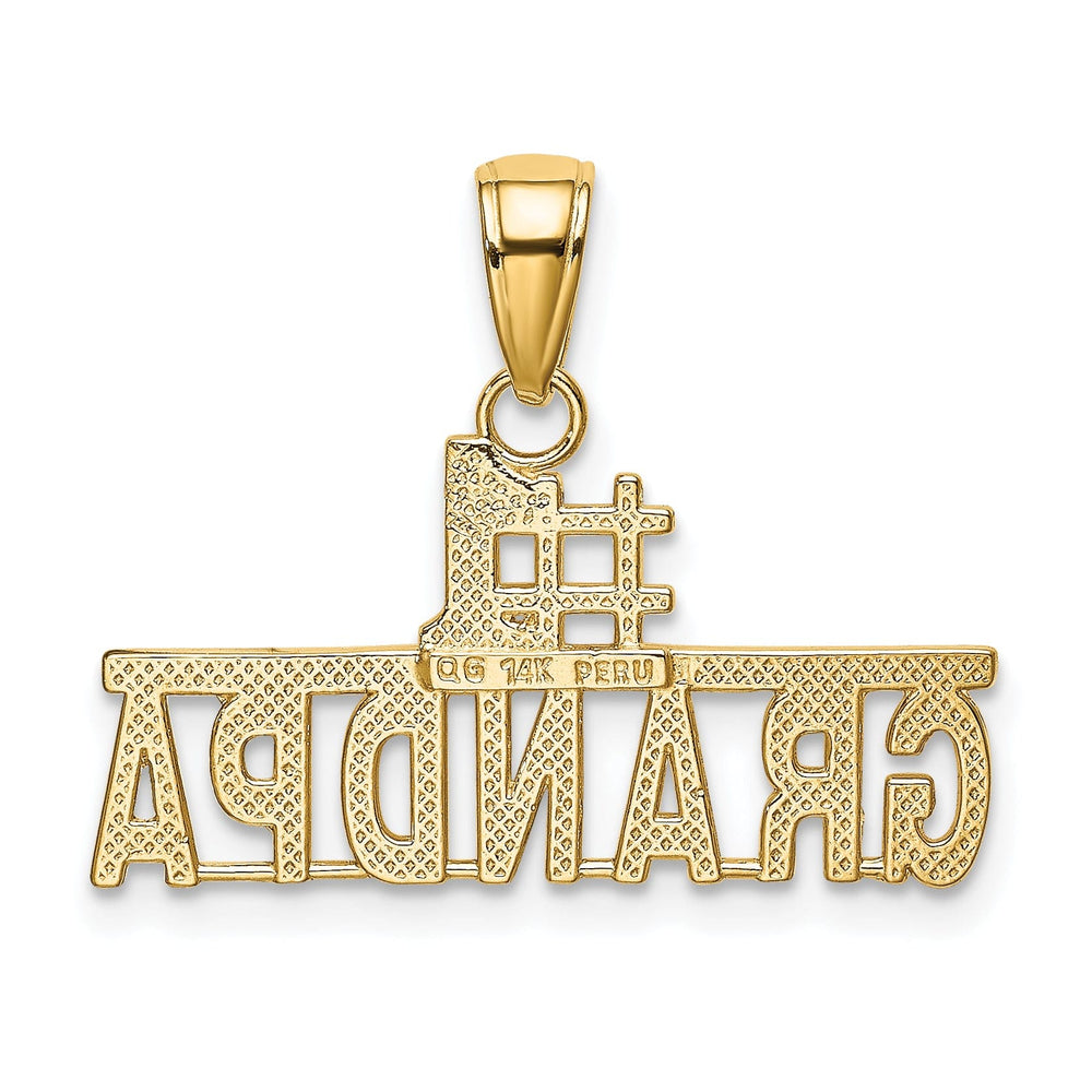 14k Yellow Gold Polished Finish Script #1 GRANDPA Charm Pendant