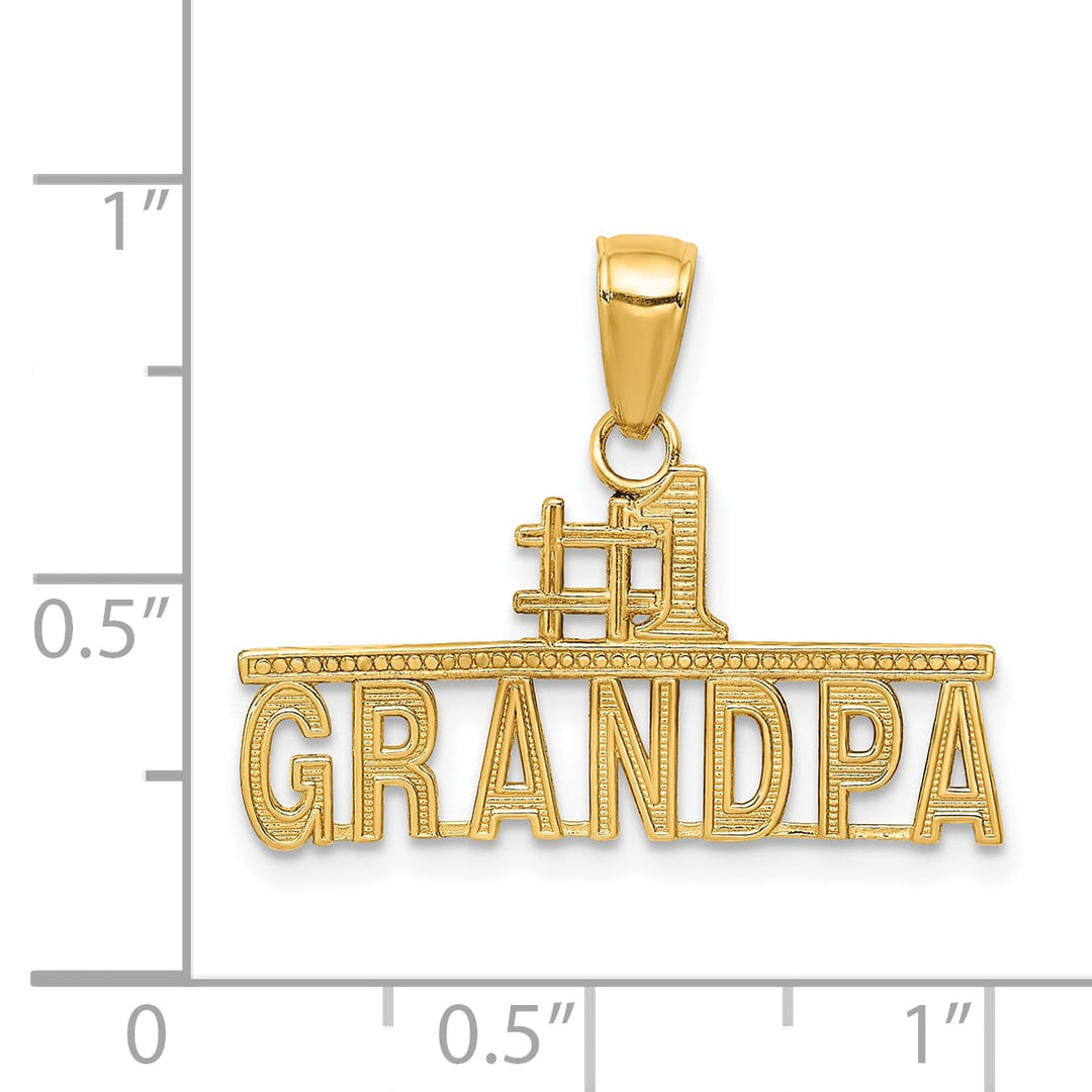 14k Yellow Gold Polished Finish Script #1 GRANDPA Charm Pendant