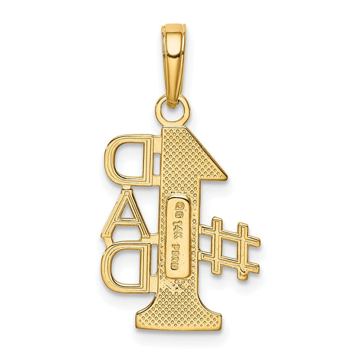 14k Yellow Gold Solid Textured Finish Vertical Script Design #1 DAD Charm Pendant