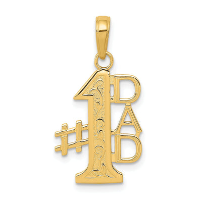 14k Yellow Gold Solid Textured Finish Vertical Script Design #1 DAD Charm Pendant at $ 94.3 only from Jewelryshopping.com