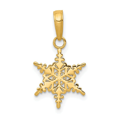 14k Yellow Gold Small Snowflake Charm Pendant
