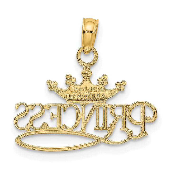 14k Two Tone Gold Princess with Crown Pendant