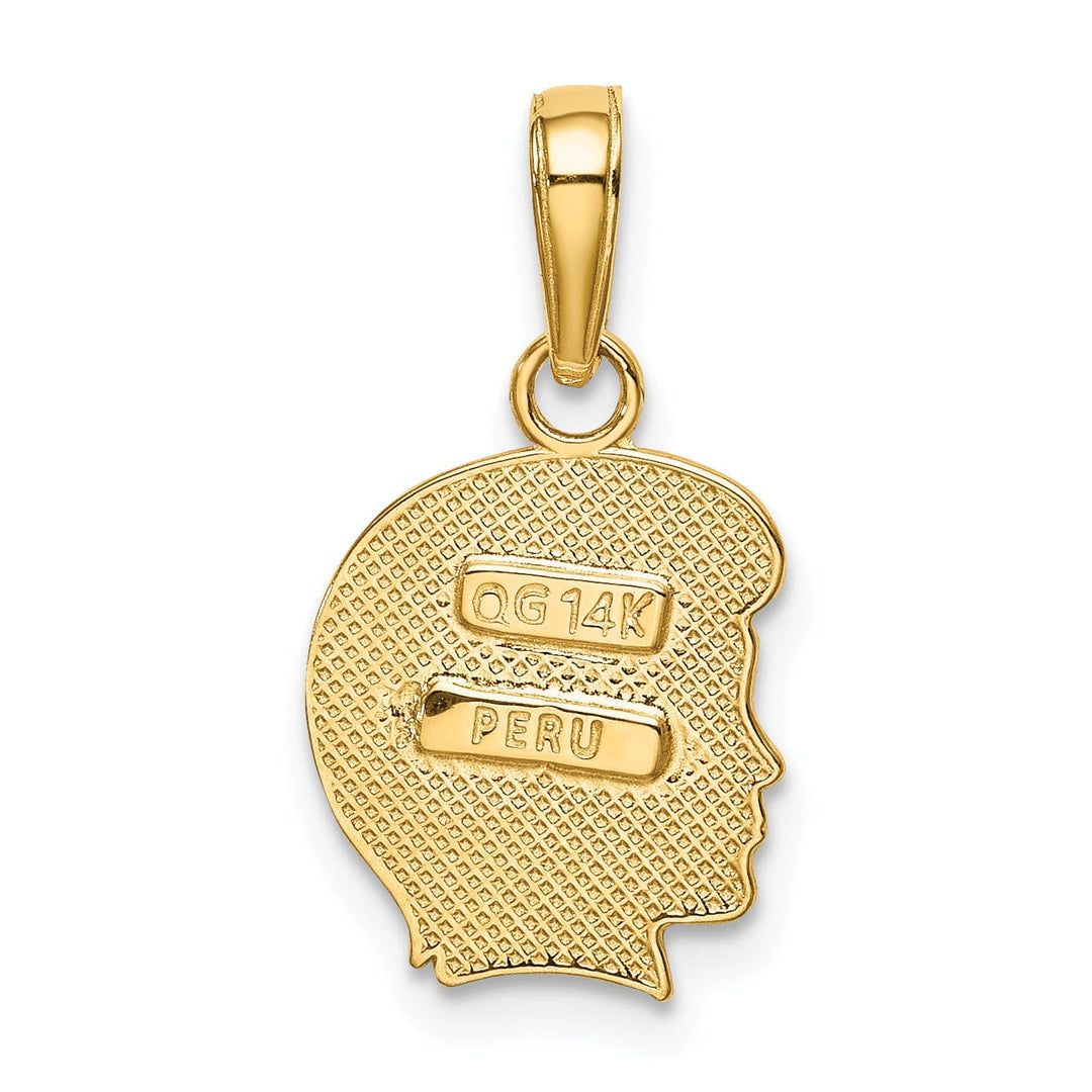 14k Yellow Gold Polished Boy Head Charm Pendant