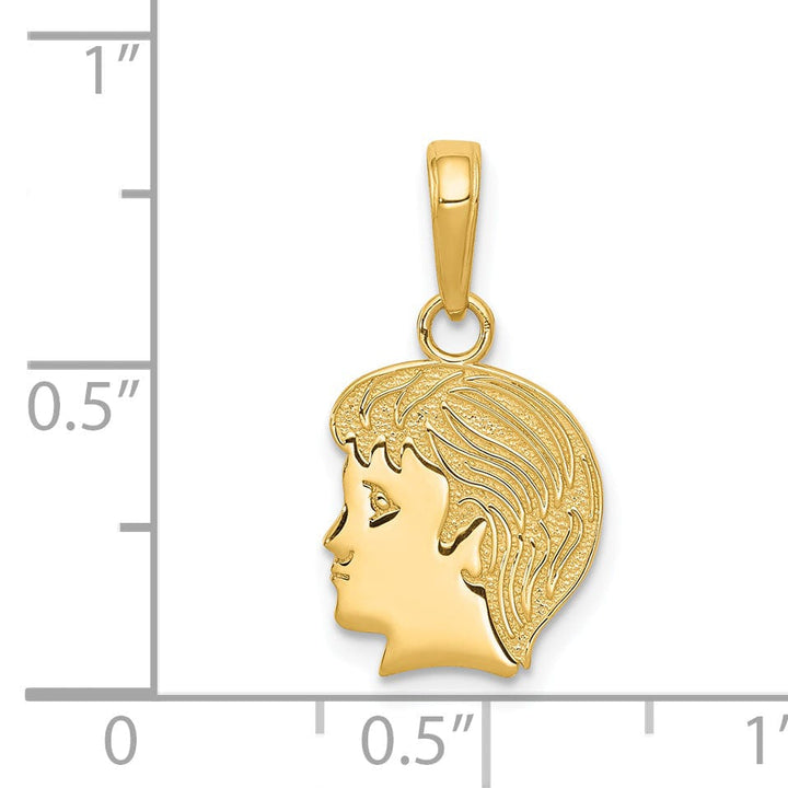 14k Yellow Gold Polished Boy Head Charm Pendant