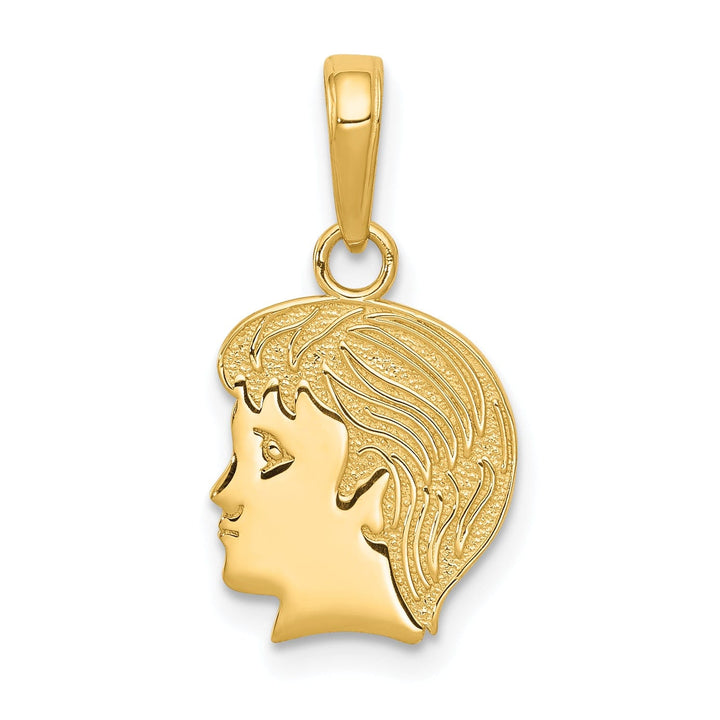 14k Yellow Gold Polished Boy Head Charm Pendant