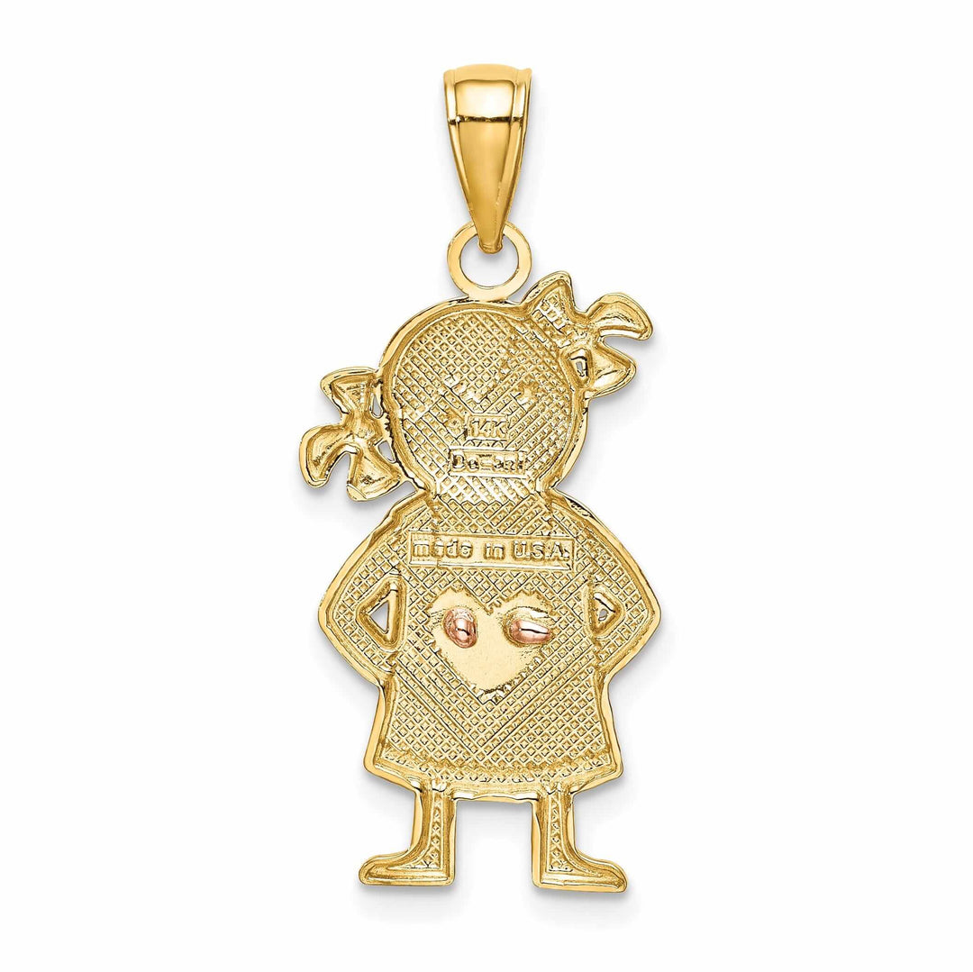 14 Two Tone Gold Heart Shirt Girl Charm Pendant