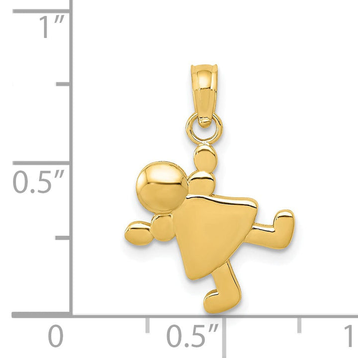 Solid 14 Yellow Gold Little Girl Charm Pendant