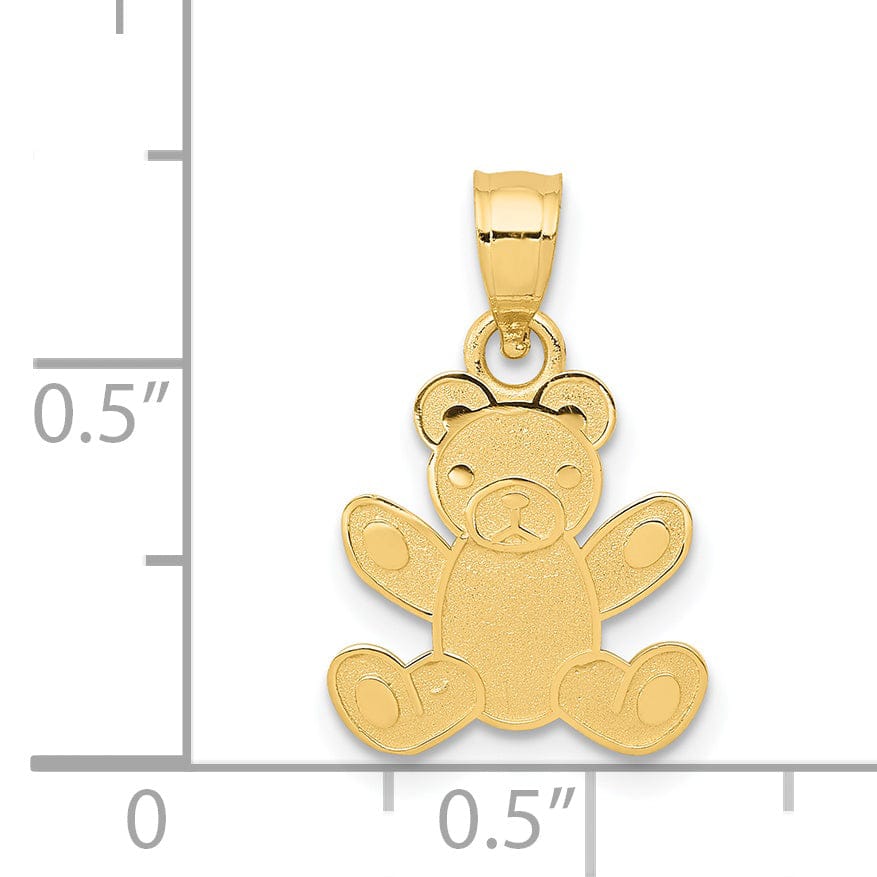 14k Yellow Gold Polished Teddy Bear Pendant