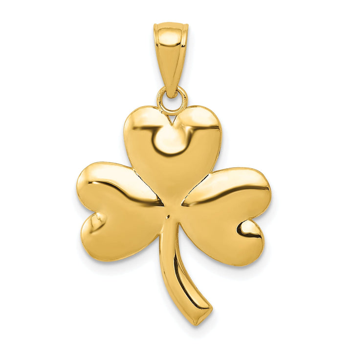 14k Yellow Gold Solid Textured Polished Finish Shamrock Charm Pendant