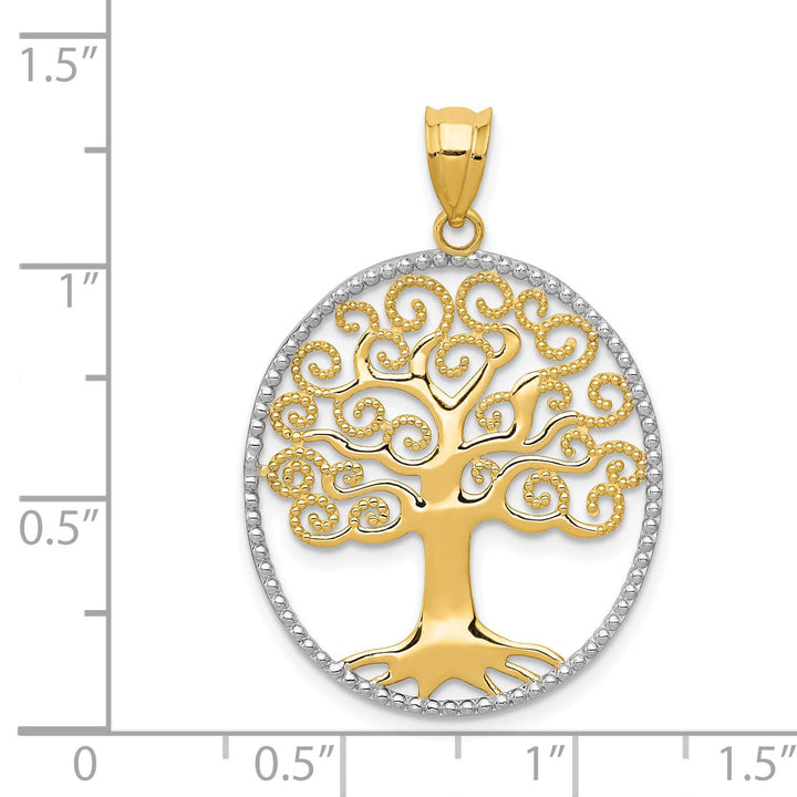 14k Two-tone Gold Filigree Tree of Life Pendant