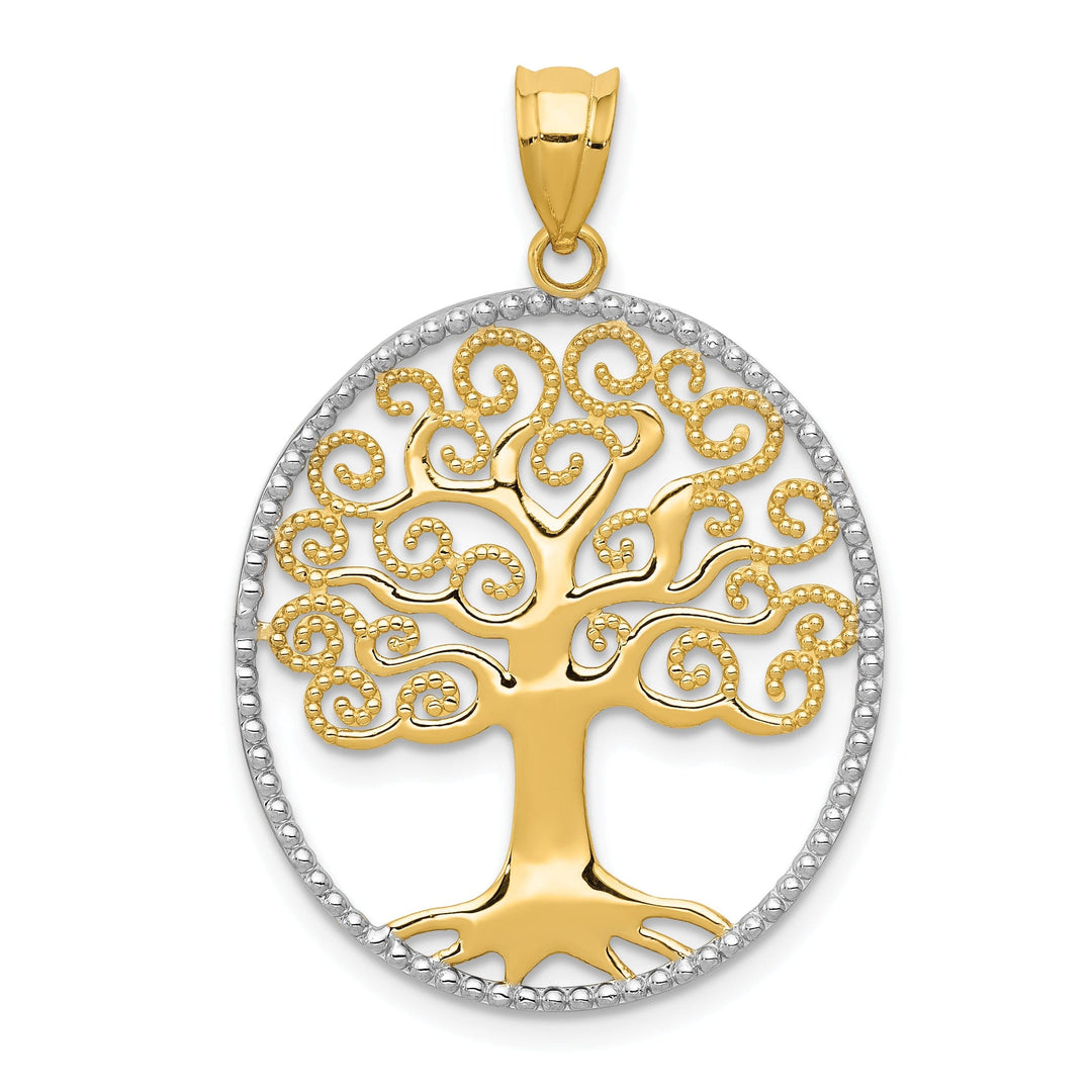 14k Two-tone Gold Filigree Tree of Life Pendant