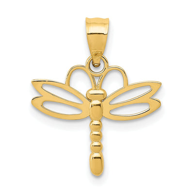14k Yellow Gold Solid Open Back Polished Finish Dragonfly Design Charm Pendant at $ 63.14 only from Jewelryshopping.com