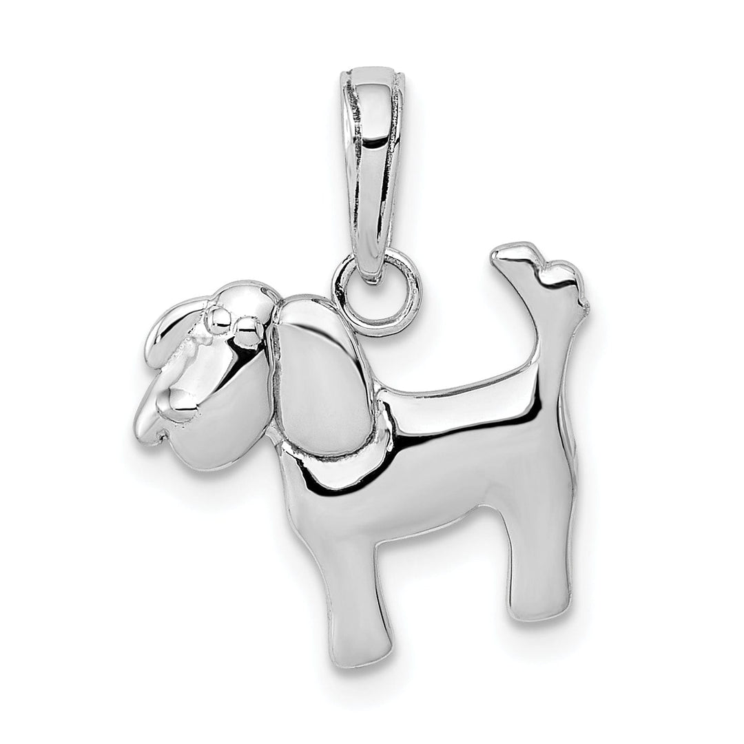 14k White Gold Polished Finish Solid Dog Charm Pendant