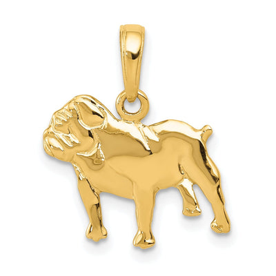 14k Yellow Gold Open Back Solid Textured Polished Finish Bull Dog Charm Pendant at $ 102.14 only from Jewelryshopping.com
