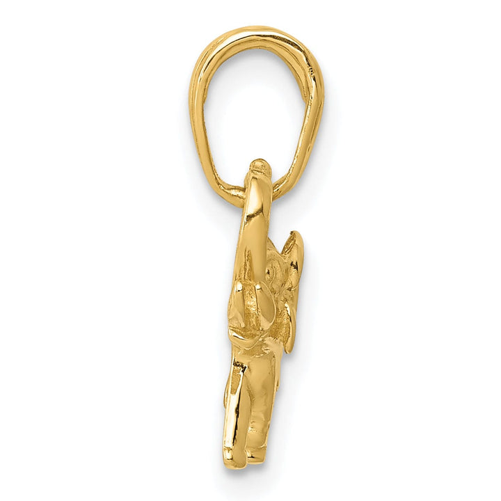 14k Yellow Gold Polished Solid Finish Elephant Charm Pendant
