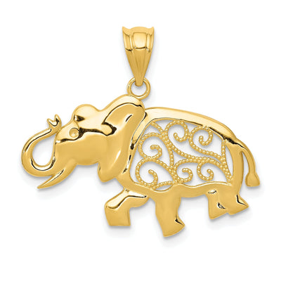 14k Yellow Gold Solid Polished Finish Filigree Elephant Charm Pendant at $ 136.61 only from Jewelryshopping.com