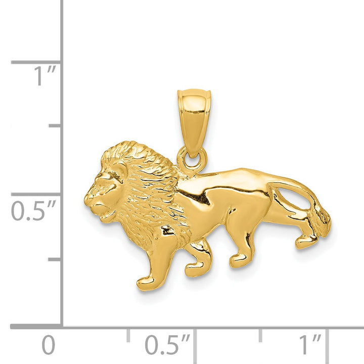 14k Yellow Gold Solid Polished Finish Lion Design Charm Pendant