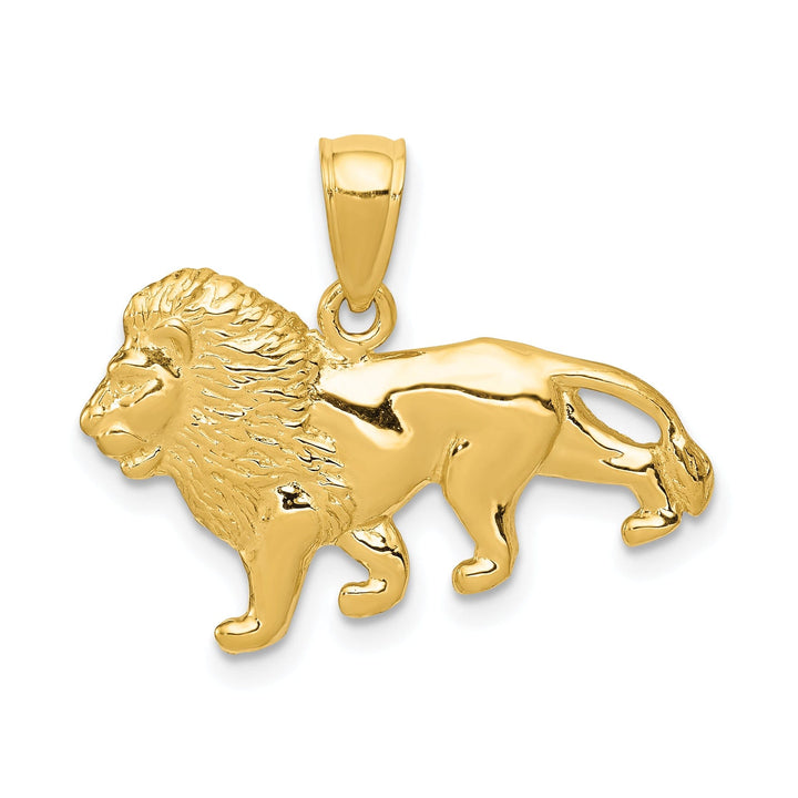 14k Yellow Gold Solid Polished Finish Lion Design Charm Pendant