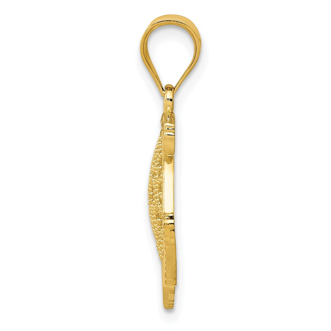 14K Yellow Gold Solid PolishedFinish Filigree Design Fish Charm Pendant
