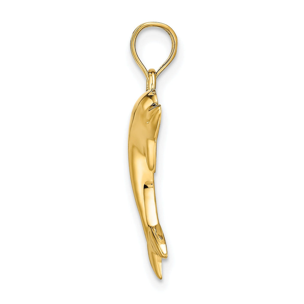 14k Yellow Gold Solid Polished Finish Dolphin Charm Pendant