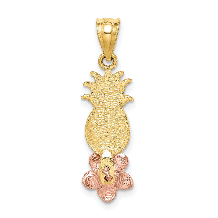 14k Two Tone Gold Pineapple Plumeria Pendant