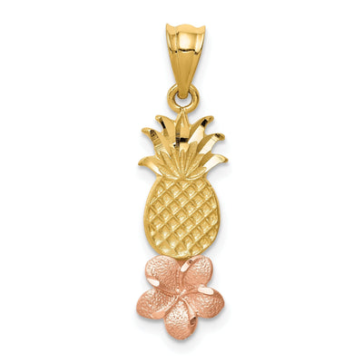 14k Two Tone Gold Pineapple Plumeria Pendant at $ 146.97 only from Jewelryshopping.com
