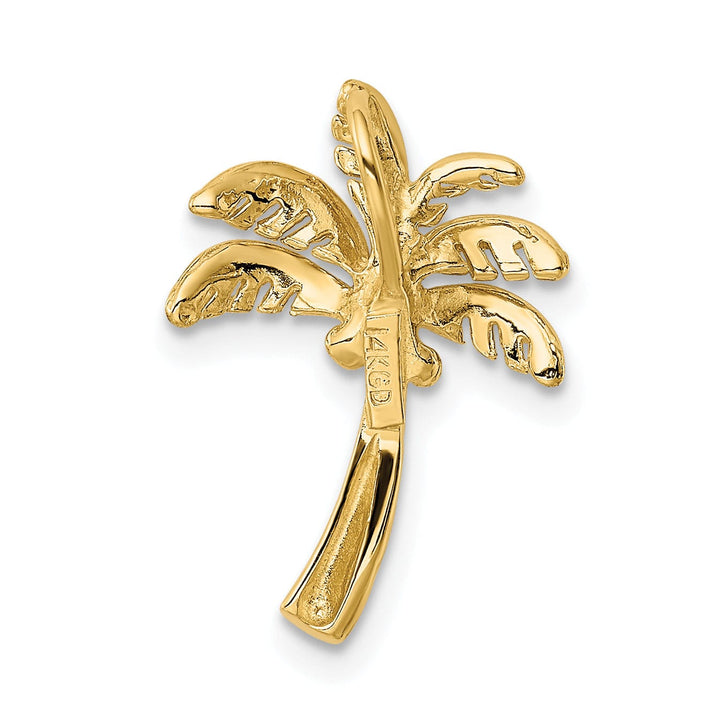 14k Yellow Gold Solid Polished Finish Open Back Palm Tree Slide Pendant Will Not Fit Omega
