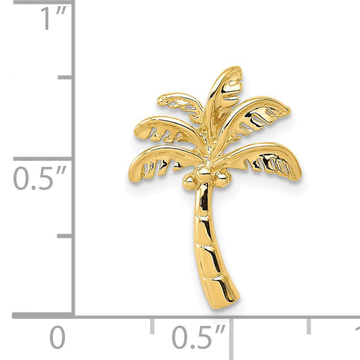 14k Yellow Gold Solid Polished Finish Open Back Palm Tree Slide Pendant Will Not Fit Omega