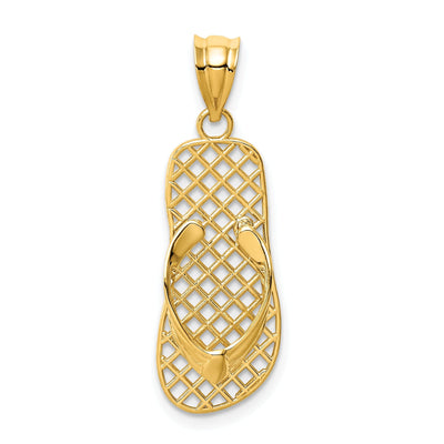 14k Yellow Gold Polished Finish Solid Open Back Mesh Design Single Flip flop Sandle Charm Pendant at $ 124.19 only from Jewelryshopping.com