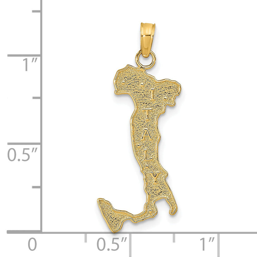 14K Yellow Gold Texture Finish Map of ITALY Boot Solid Charm Pendant