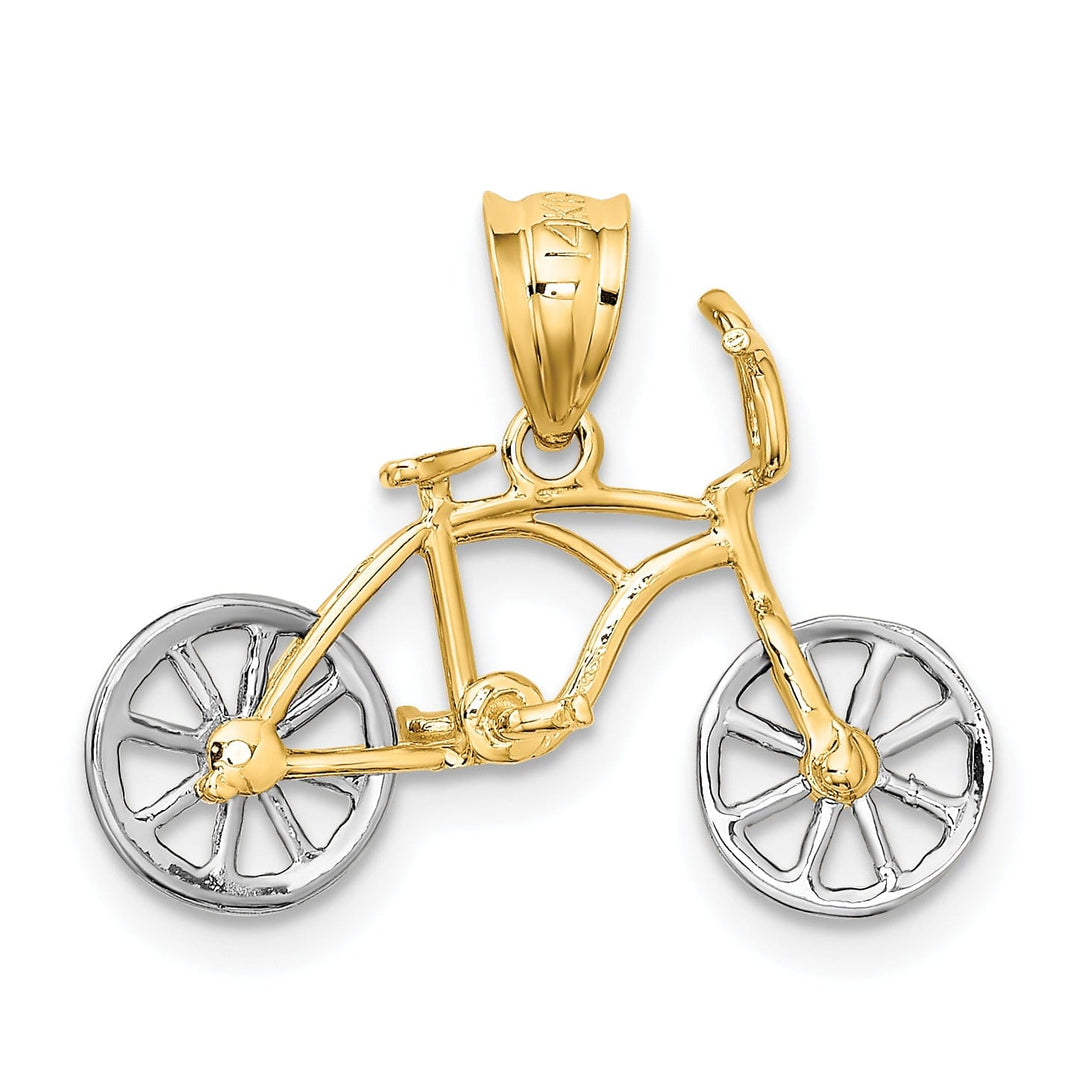 14k Two-tone Gold Bicycle Pendant