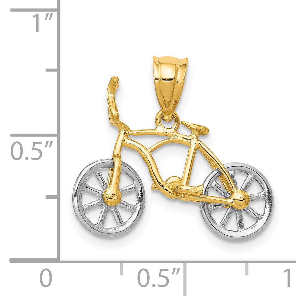 14k Two-tone Gold Bicycle Pendant