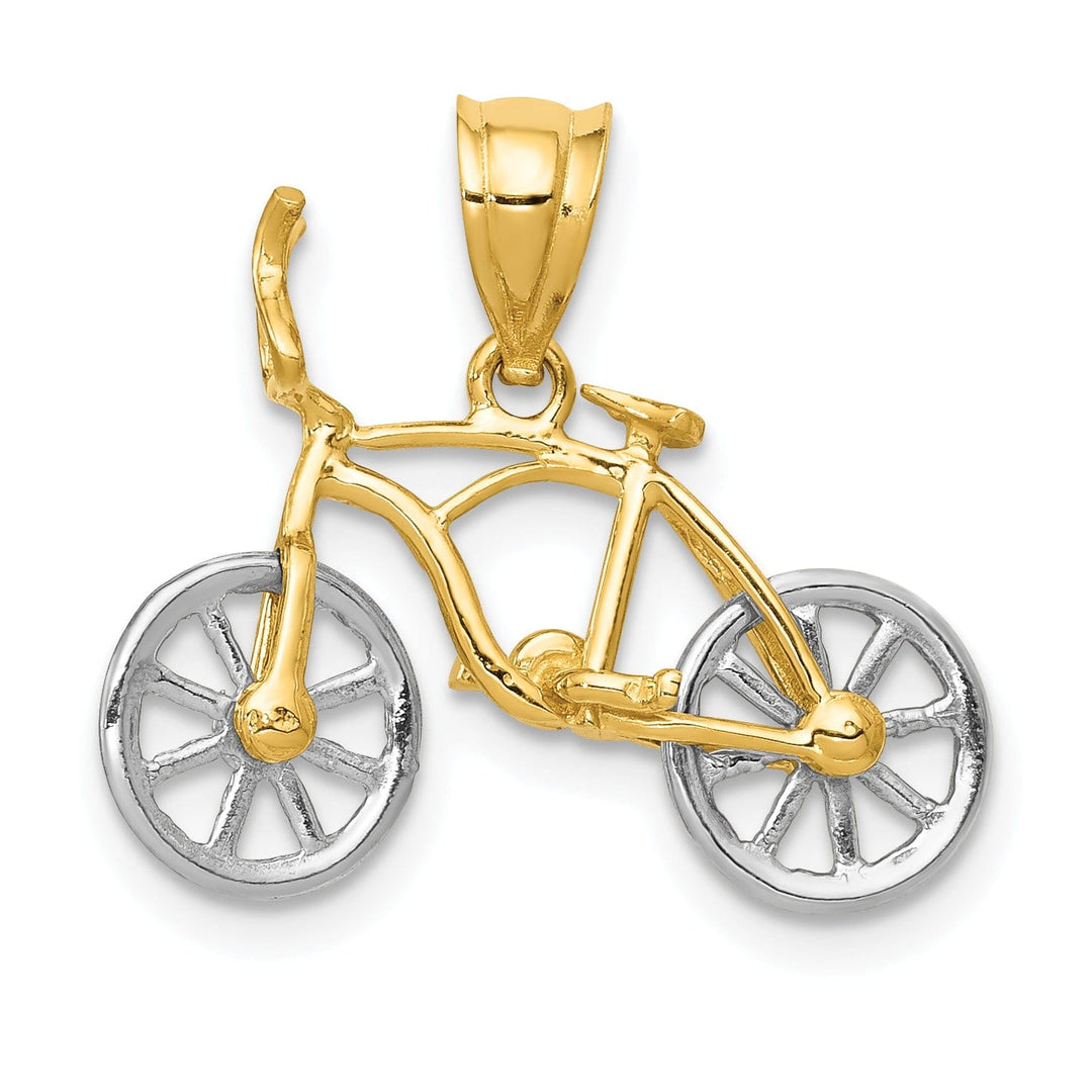 14k Two-tone Gold Bicycle Pendant
