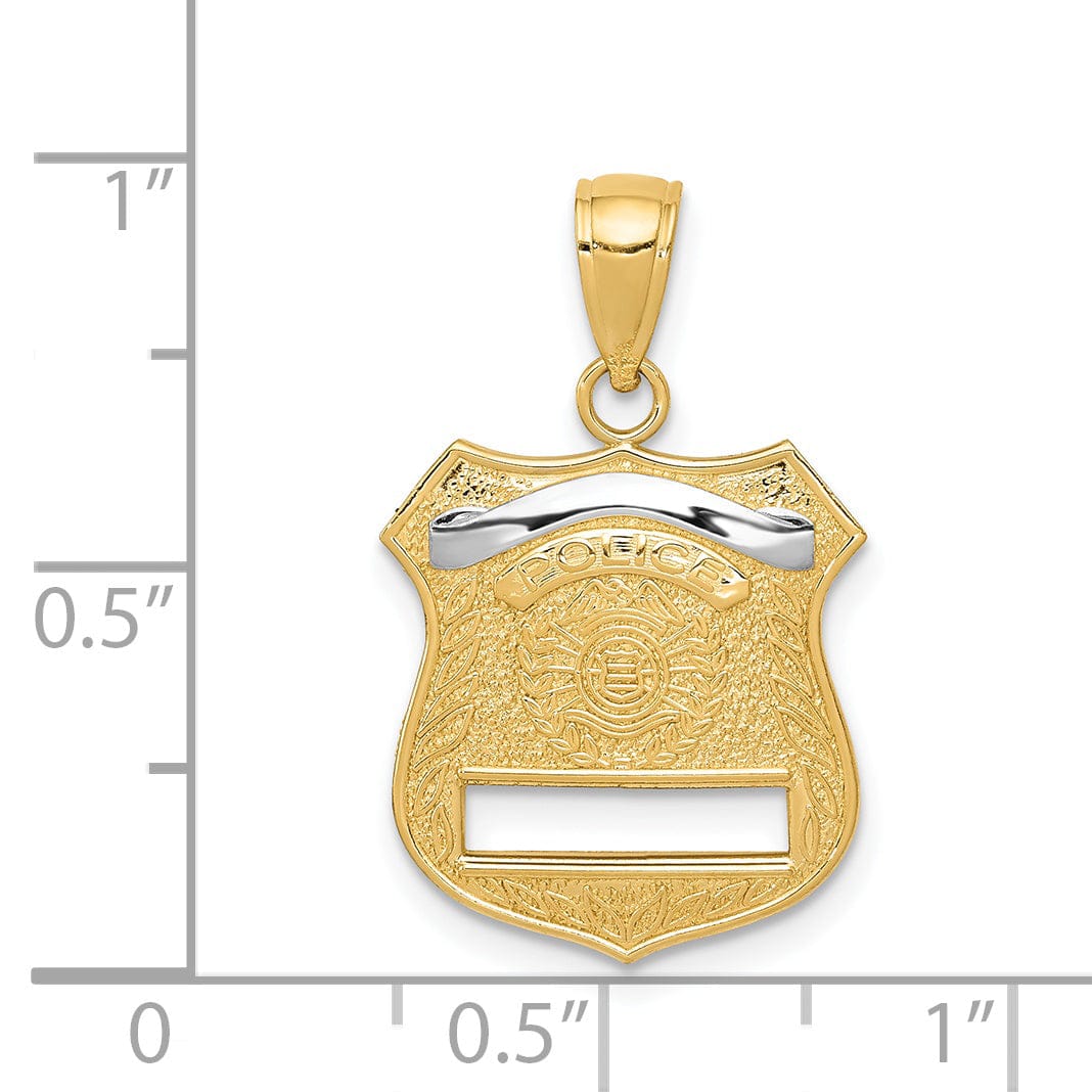 14k Yellow Gold Police Badge Charm Pendant