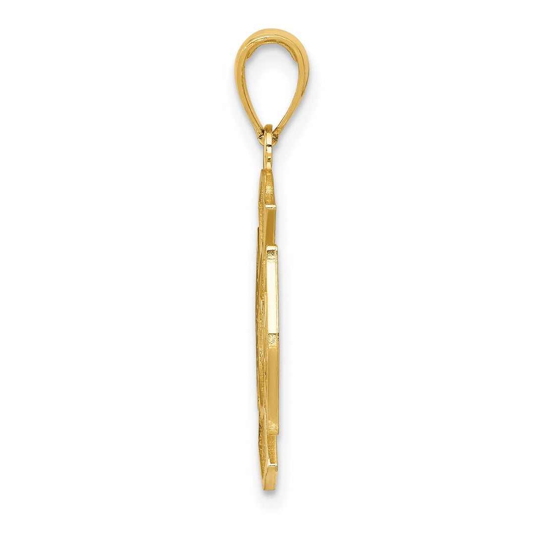 14k Yellow Gold Fire Department Badge Pendant