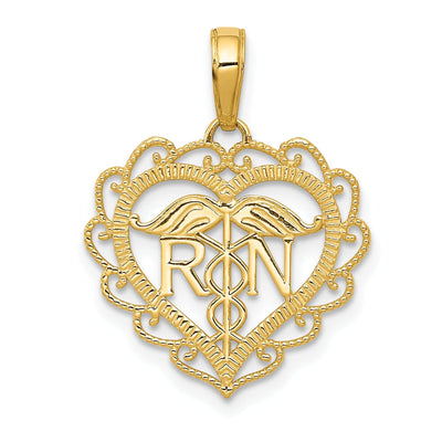 14k Yellow Gold Registered Nurse Heart Pendant at $ 86.88 only from Jewelryshopping.com