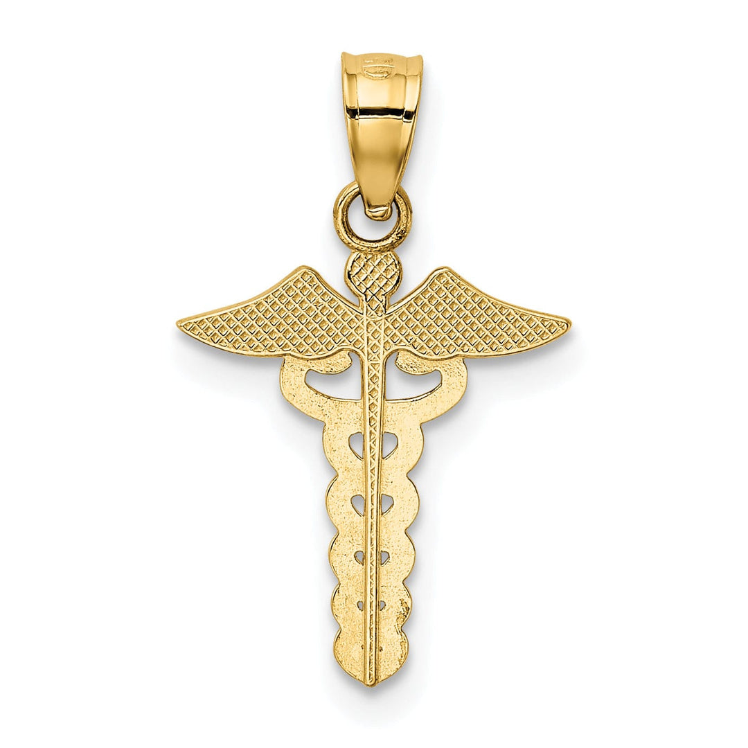 14k Yellow Gold Polish Caduceus Medical Pendant