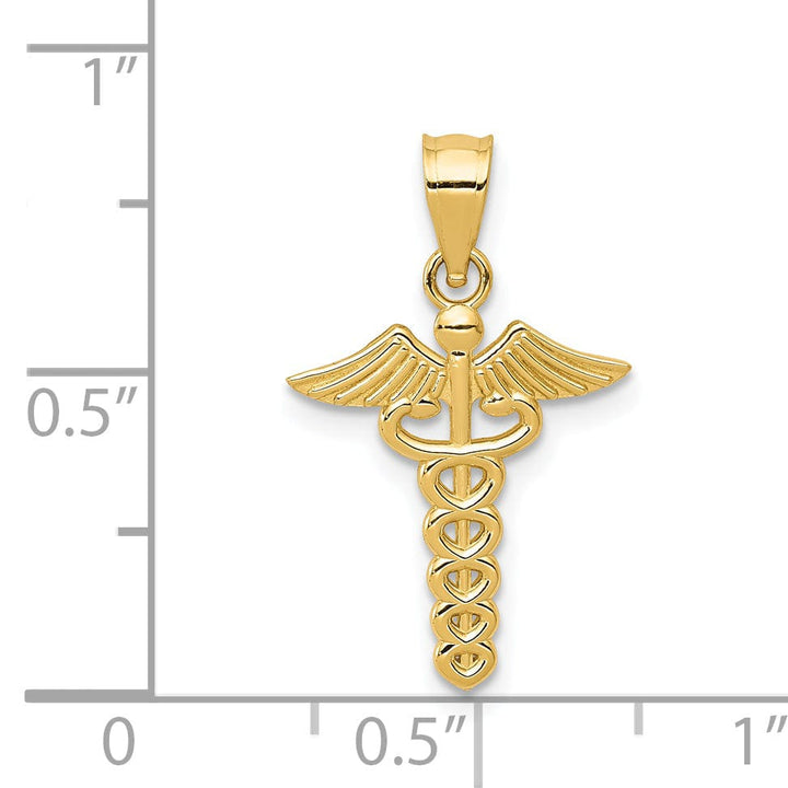 14k Yellow Gold Polish Caduceus Medical Pendant