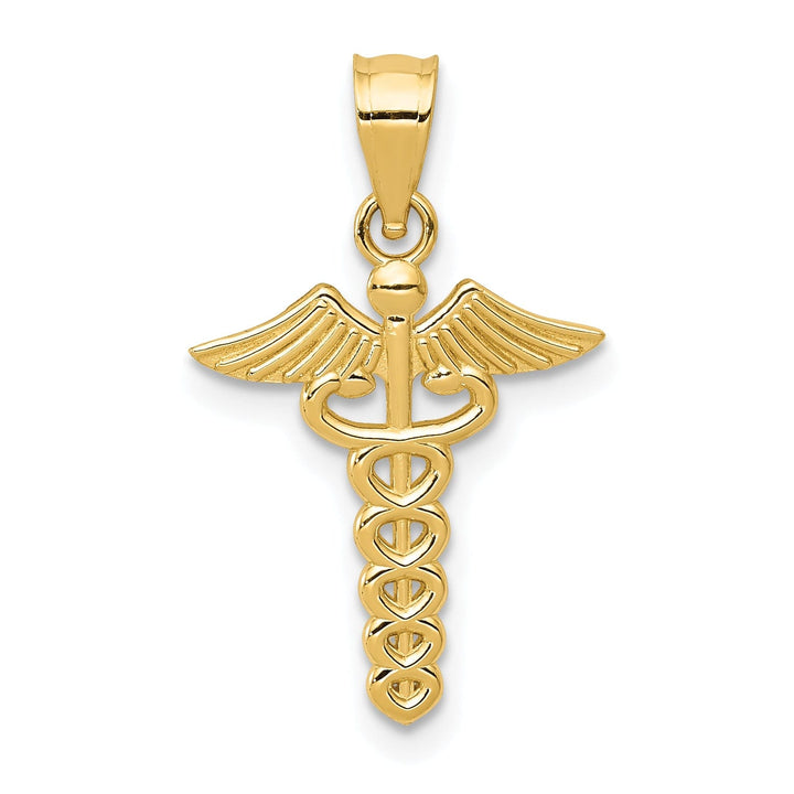 14k Yellow Gold Polish Caduceus Medical Pendant