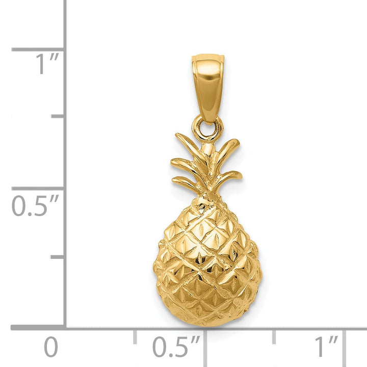 14k Yellow Gold 3-D Pineapple Charm Pendant