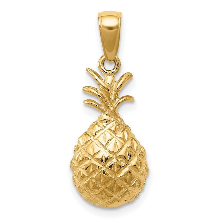 14k Yellow Gold 3-D Pineapple Charm Pendant